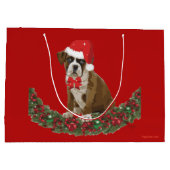 Happy Holiday Dog Xmas Santa Hat Schattige Feestel Groot Cadeauzakje (Achterkant)
