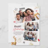Happy Holiday Familie Drie Foto Collage Kaart (Voorkant)