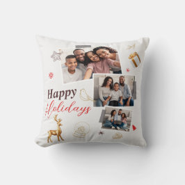 Happy Holiday Familie Drie Foto Collage Kaart Kussen