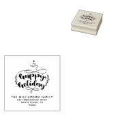 Happy Holiday Family Wood Art Stamp Rubberstempel (Gestempeld)