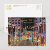 Happy Holiday, feestelijke binnenstad Denver Color Briefkaart (Voorkant / Achterkant)