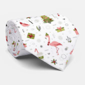 Happy Holiday Flamingo patroon Stropdas (Opgerold)