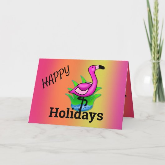 Happy Holiday Flamingo Pink Bright Greet Kaart (Voorkant)