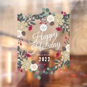 Happy Holiday floral wreate Raamsticker (Vel 2)
