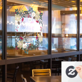 Happy Holiday floral wreate  Raamsticker