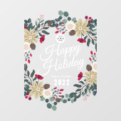 Happy Holiday floral wreate Raamsticker (Vel)