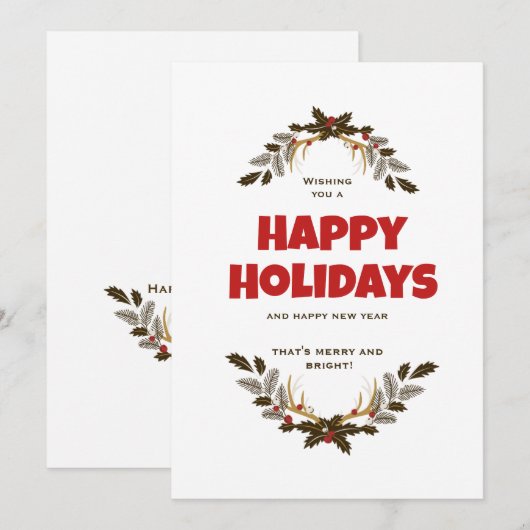 Happy Holiday Foliage Christmas Holiday Kaart (Voorkant / Achterkant)