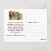 Happy Holiday Fox Sled Custom Family Foto Briefkaart (Achterkant)