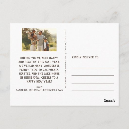 Happy Holiday  Fox Sled Custom Family Foto Briefkaart (Achterkant)