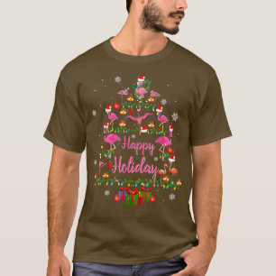 Happy Holiday Funny Flamingos kerstboom Light T-shirt