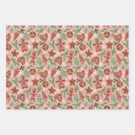 Happy Holiday gember koekjes & familie Inpakpapier Vel