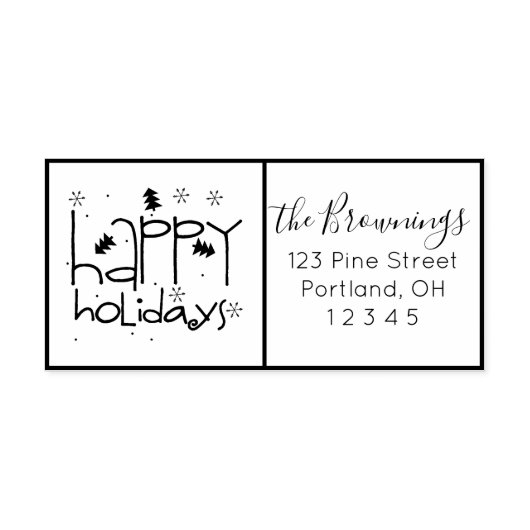 Happy Holiday Geplande Aangepaste feestdag Adres Zelfinktende Stempel (Design)