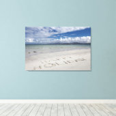 Happy Holiday geschreven op Eilogarry Beach Canvas Afdruk (Insitu (Houten vloer))