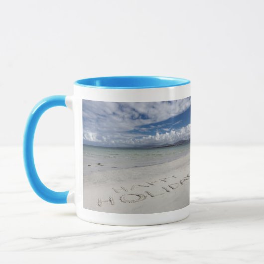 Happy Holiday geschreven op Eilogarry Beach Mok (Links)