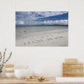 Happy Holiday geschreven op Eilogarry Beach Poster (Keuken)