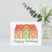 Happy Holiday Gingerbread house Briefkaart (Staand voorkant)