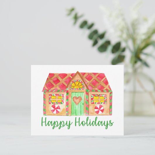 Happy Holiday Gingerbread house Briefkaart (Staand voorkant)