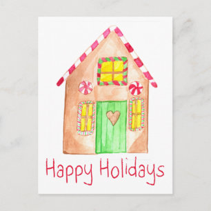 Happy Holiday Gingerbread house Briefkaart