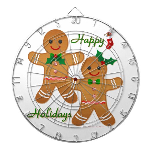 Happy Holiday Gingerbrood Man Boy Girl Dartbord (Voorkant)