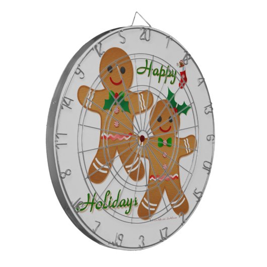 Happy Holiday Gingerbrood Man Boy Girl Dartbord (Voorkant Links)