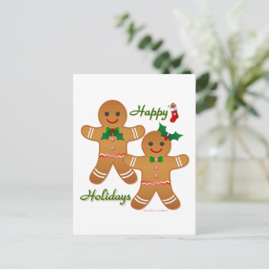 Happy Holiday Gingerbrood Man Boy Girl Feestdagenkaart (Staand voorkant)
