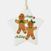 Happy Holiday Gingerbrood Man Boy Girl Keramisch Ornament (Rechts)