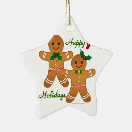 Happy Holiday Gingerbrood Man Boy Girl Keramisch Ornament (Rechts)