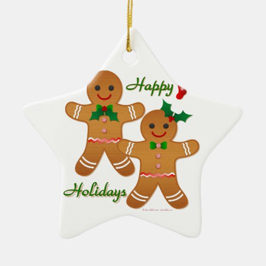 Happy Holiday Gingerbrood Man Boy Girl Keramisch Ornament (Voorkant)