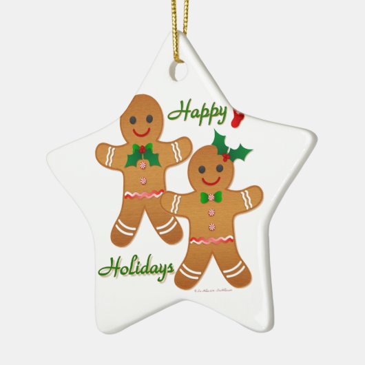 Happy Holiday Gingerbrood Man Boy Girl Keramisch Ornament (Links)