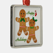 Happy Holiday Gingerbrood Man Boy Girl Metalen Ornament (Rechts)