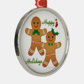 Happy Holiday Gingerbrood Man Boy Girl Metalen Ornament (Rechts)