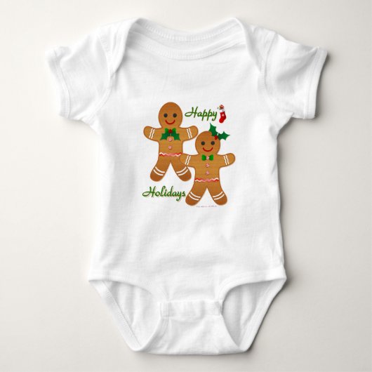 Happy Holiday Gingerbrood Man Boy Girl Romper (Voorkant)