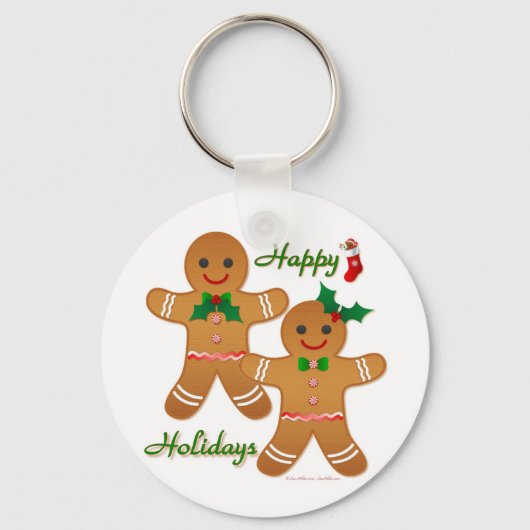 Happy Holiday Gingerbrood Man Boy Girl Sleutelhanger (Voorkant)