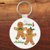 Happy Holiday Gingerbrood Man Boy Girl Sleutelhanger (Voorkant)