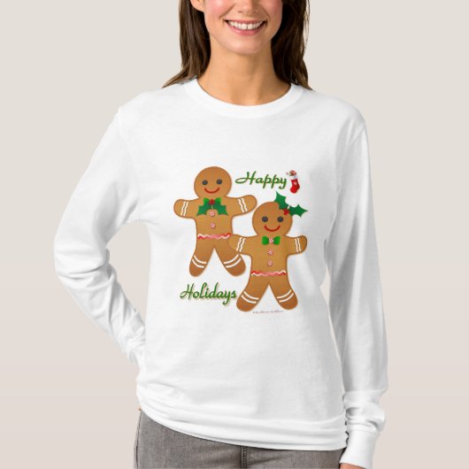 Happy Holiday Gingerbrood Man Boy Girl T-shirt (Voorkant)
