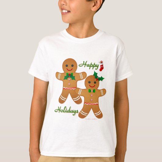 Happy Holiday Gingerbrood Man Boy Girl T-shirt (Voorkant)