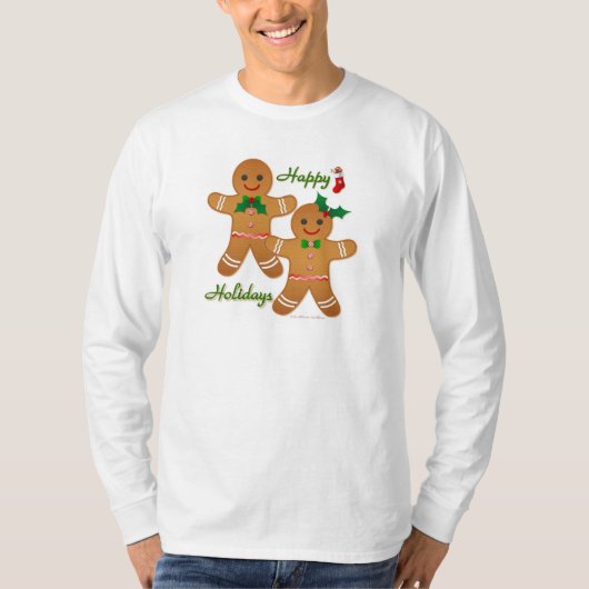 Happy Holiday Gingerbrood Man Boy Girl T-shirt (Voorkant)