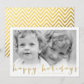 Happy Holiday Gold Foil Kijk Holiday Fotocard Feestdagenkaart (Voorkant / Achterkant)