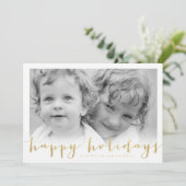 Happy Holiday Gold Foil Kijk Holiday Fotocard Feestdagenkaart (Staand voorkant)