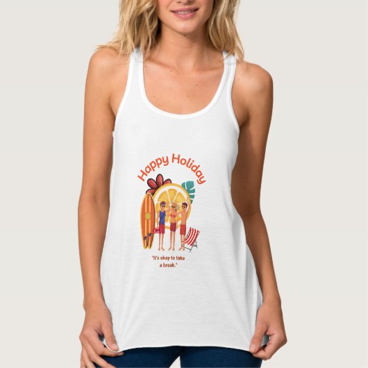 Happy Holiday Hallo Summer Beach Vibes Tanktop (Voorkant)