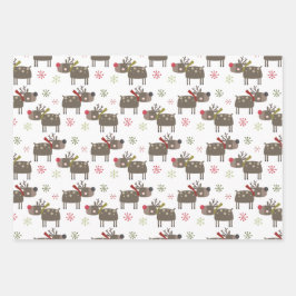 Happy Holiday Holly laat schattige rendierkerst ac Inpakpapier Vel