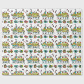 Happy Holiday Houses Wrapping Paper Cadeaupapier (Vlak)