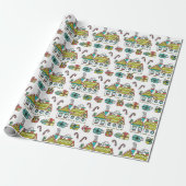 Happy Holiday Houses Wrapping Paper Cadeaupapier (Uitgerold)