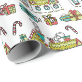 Happy Holiday Houses Wrapping Paper Cadeaupapier (Rol Hoek)