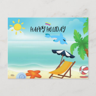 Happy Holiday in strand Feestdagenkaart