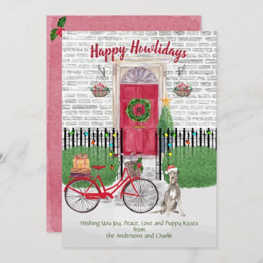 Happy Holiday Irish Wolfhound Bicycle - Rode deur (Voorkant / Achterkant)