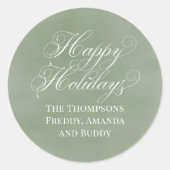 Happy Holiday Kalligrafie Script Groen Ronde Sticker (Voorkant)