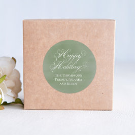 Happy Holiday Kalligrafie Script Groen Ronde Sticker