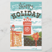 Happy Holiday Kerstfeestdag Cadeaus Briefpapier (Voorkant)