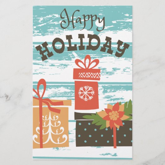Happy Holiday Kerstfeestdag Cadeaus Briefpapier (Voorkant)